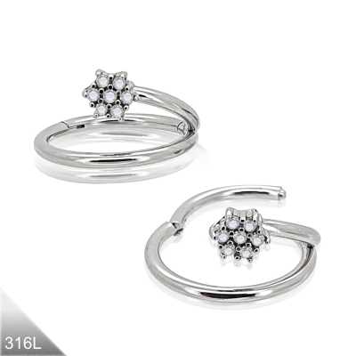 1,2mm Segmentring Clicker "Blume" – Silber, [Innendurchmesser wählbar]