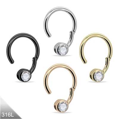 1,2mm BCR Segmentring Clicker Lippenbändchen – Kristall Flach, [Farbe wählen]