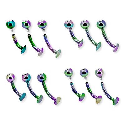 Floating-Bauchnabelpiercing Titan – Regenbogen Easy mit Zirkonia (Stablänge 8–12mm)
