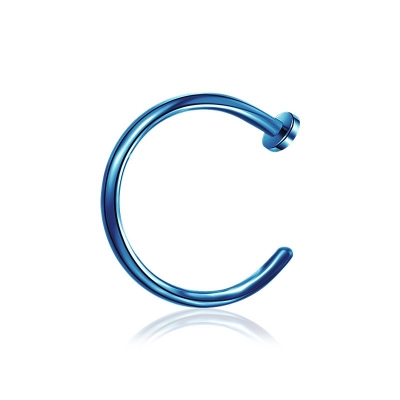 0,8mm - 1mm Nasenpiercing Ring offen blau PVD