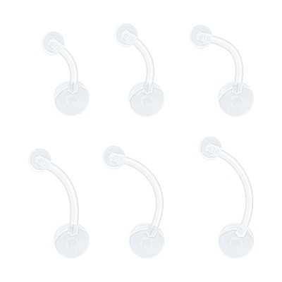 Bauchnabelpiercing – 1,6mm PTFE & Acryl, Transparent & Flexibel (Stablänge 8–18mm, Kugel oben 5mm, unten 8mm)