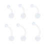 Bauchnabelpiercing – 1,6mm PTFE & Acryl, Transparent & Flexibel (Stablänge 8–18mm, Kugel oben 5mm, unten 8mm)