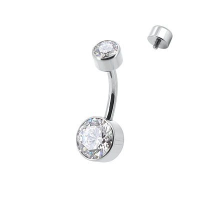 Titan Bauchnabelpiercing Innengewinde silber Kristalle klar