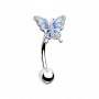 Reverse-Bauchnabelpiercing „Aeralis“ – Schmetterling, Silber/Blau, 1,6mm
