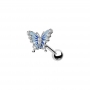 Knorpelpiercing „Aeralis“ – Schmetterling Silber/Blau, 1,2mm, 6mm