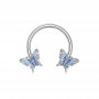 Circular Barbell „Aeralis“ – 2 Schmetterlinge Silber/Blau, 1,2mm, 10mm