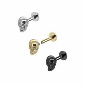 1,2mm Totenkopf Labret – 3D Skull mit Innengewinde | 316L Chirurgenstahl