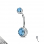 Titan Bauchnabelpiercing silber Kristalle aqua