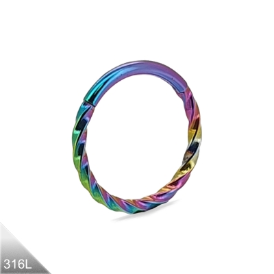 1,2mm Segmentring Clicker Twister Regenbogen PVD