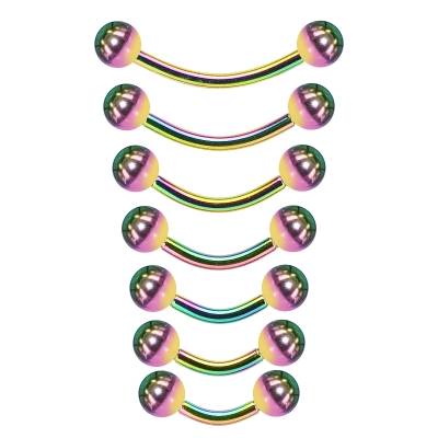 1,2mm Curved Barbell Banana regenbogen Kugel PVD