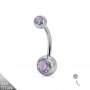 Titan Bauchnabelpiercing silber Kristalle violet