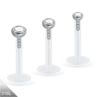 1,2mm Labret Push In Bioflex PTFE Kristall klar