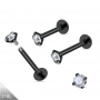 1,2 mm Labret Innengewinde – Schwarz mit gefasstem, rundem Kristall (2 / 2,5 / 3 mm), 6 / 8 mm