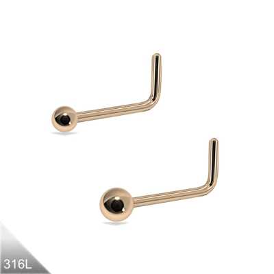 0,8mm Nasenpiercing L-Form Ball – Roségold, [Ballgröße wählbar]