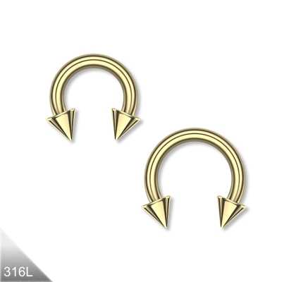 2mm - 6mm Hufeisenring gold Spitz PVD